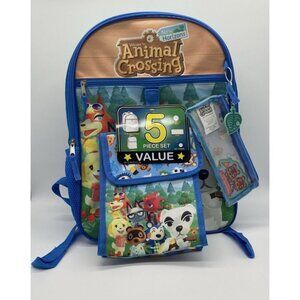 Animal Crossing New Horizons 5 Piece Set Backpack Keychain Lunch Bag Case Patch